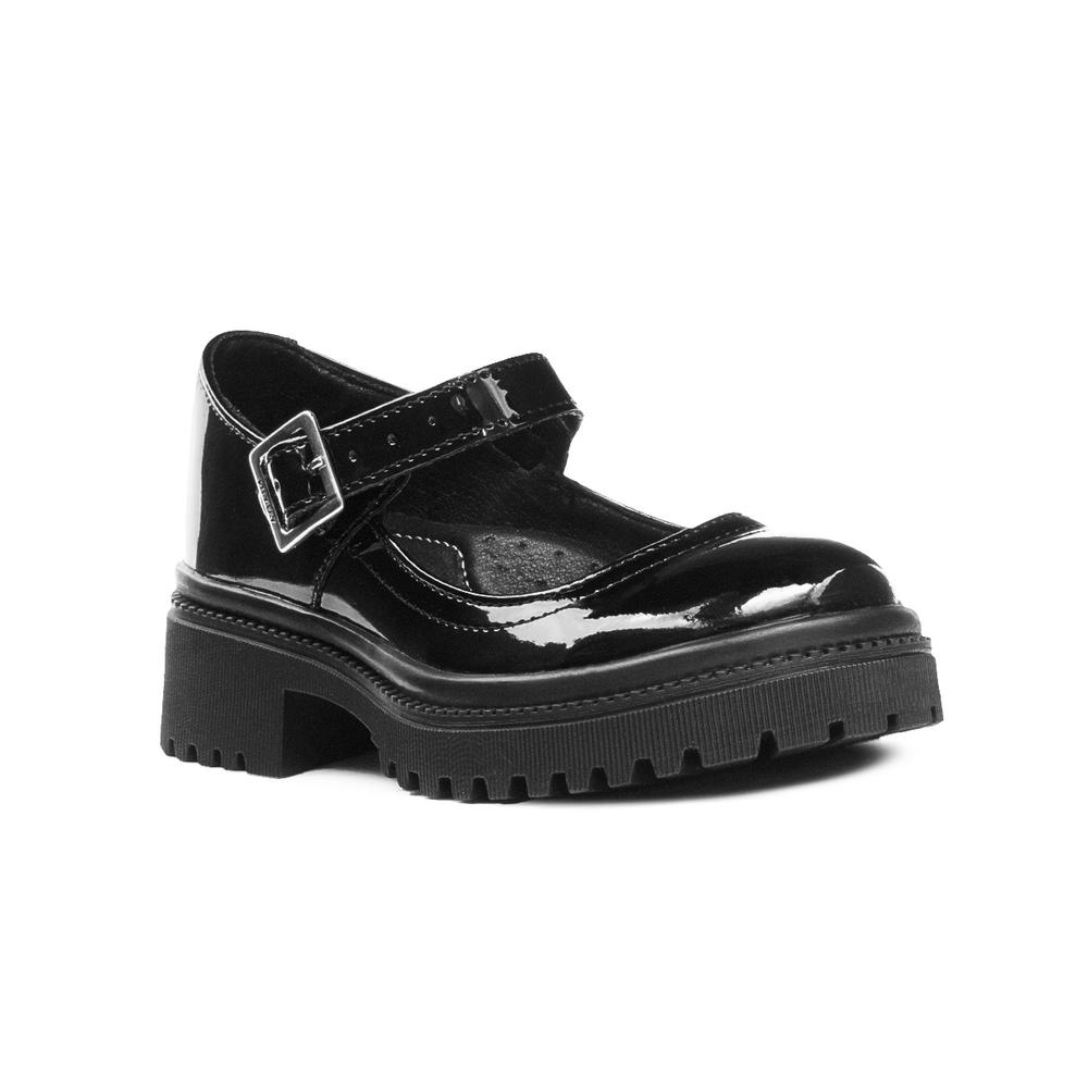 Foto 6 pulgar | Zapato Escolar Para Niña Yuyin Suela Chunky Charol Negro Negro