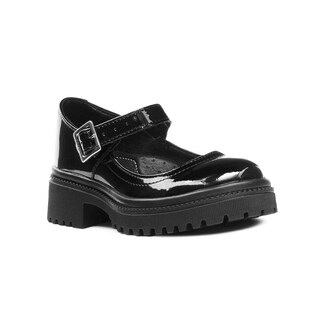 Foto 5 | Zapato Escolar Para Niña Yuyin Suela Chunky Charol Negro Negro