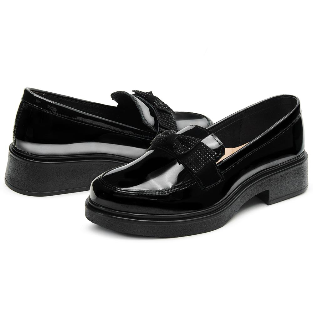 Foto 2 | Zapato Casual Escolar Moda Moño Con Tacon Charol Negro Negro