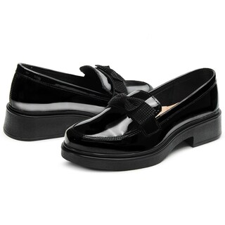Foto 2 | Zapato Casual Escolar Moda Moño Con Tacon Charol Negro Negro