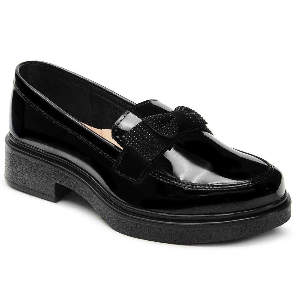 Foto 3 | Zapato Casual Escolar Moda Moño Con Tacon Charol Negro Negro