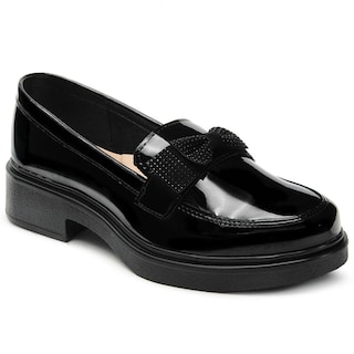 Foto 3 | Zapato Casual Escolar Moda Moño Con Tacon Charol Negro Negro