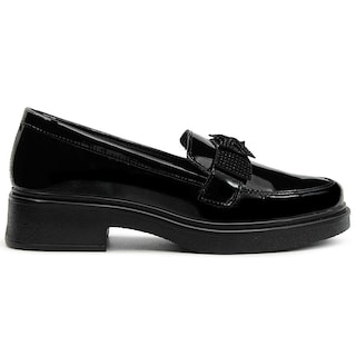 Foto 4 | Zapato Casual Escolar Moda Moño Con Tacon Charol Negro Negro