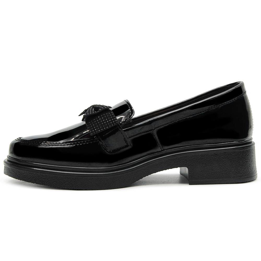 Foto 5 | Zapato Casual Escolar Moda Moño Con Tacon Charol Negro Negro