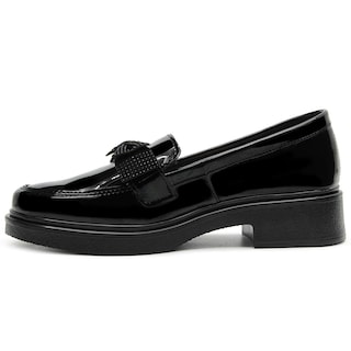 Foto 5 | Zapato Casual Escolar Moda Moño Con Tacon Charol Negro Negro