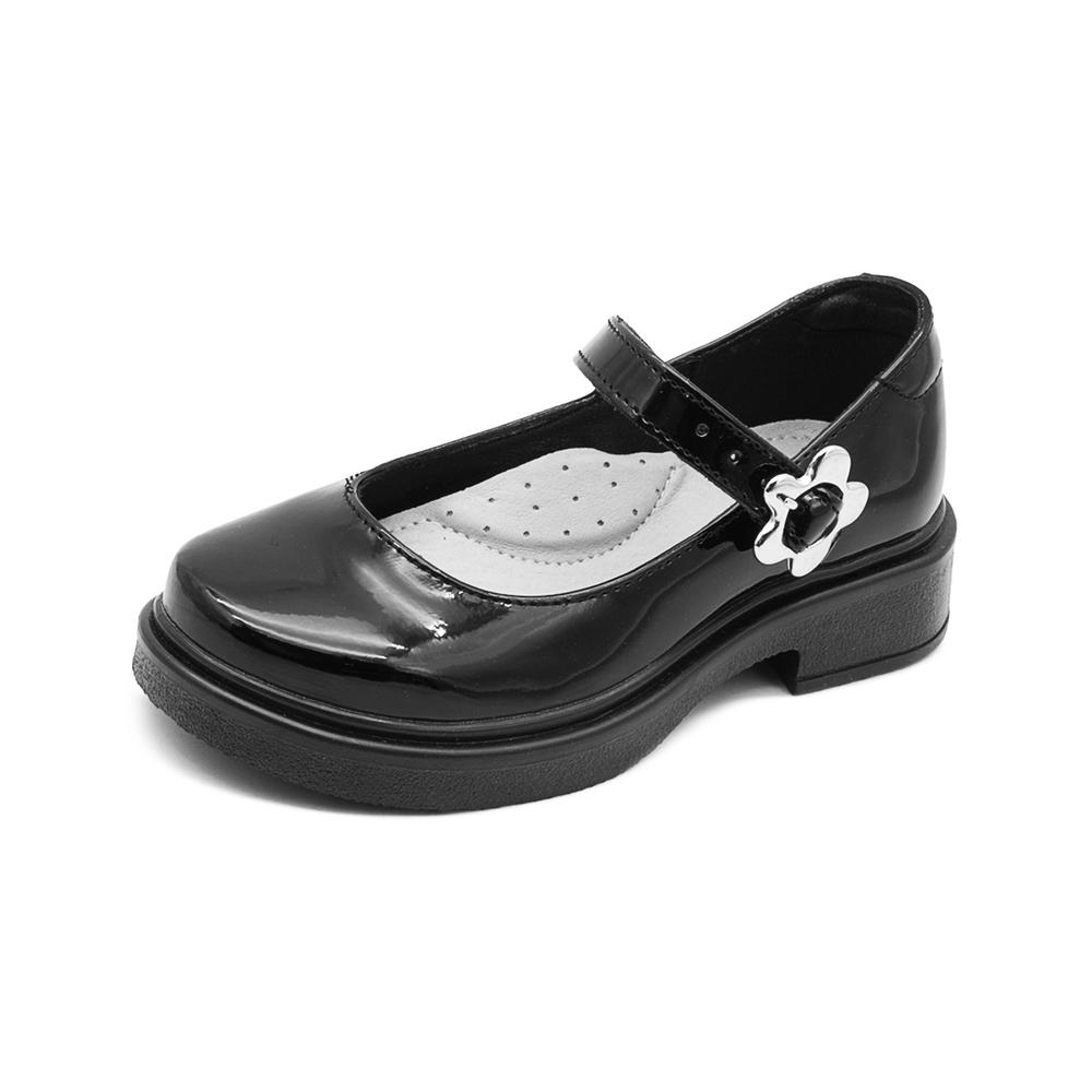 Foto 5 pulgar | Zapato Escolar Yuyin Para Niña Soporte Arco Flor Charol Negro Negro