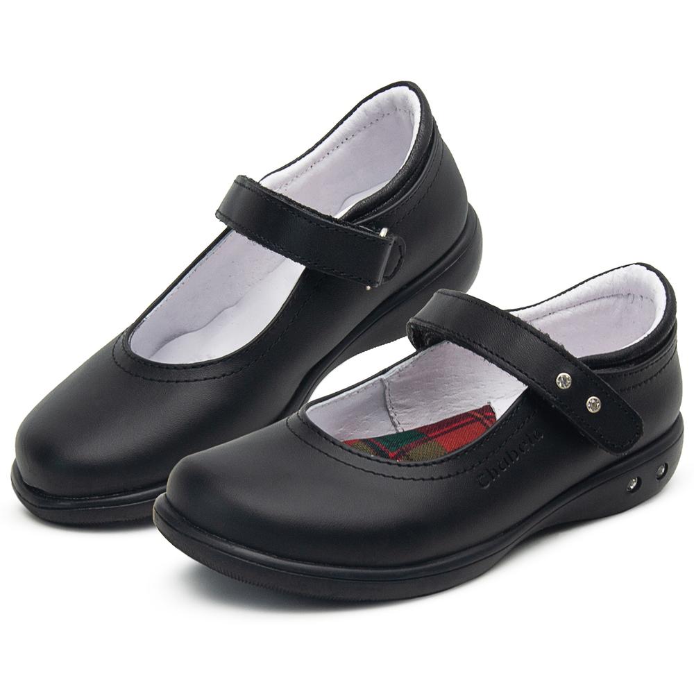 Zapato Escolar Chabelo Para Niña Con Arco Velcro En Negro Negro