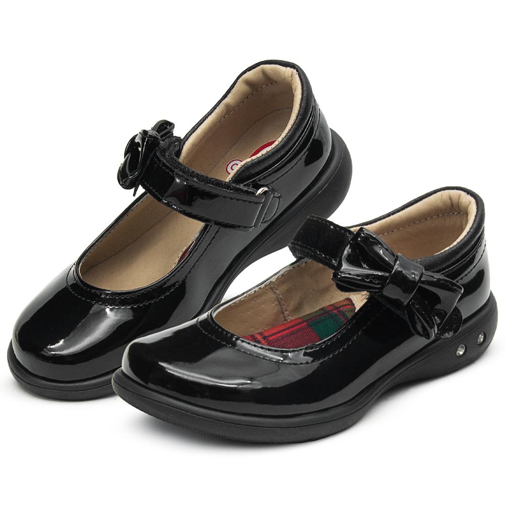 Foto 2 pulgar | Zapato Escolar Chabelo Para Niña Con Arco Velcro Moño Negro Negro