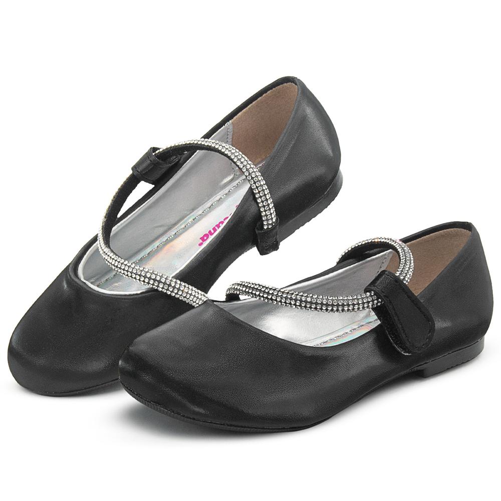 Foto 1 | Zapato Escolar Para Niña Ajuste Con Pedrería En Negro 15-22 Negro