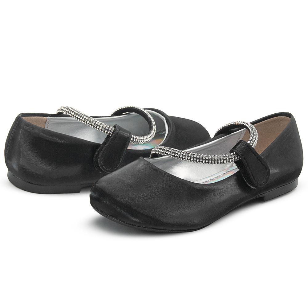Foto 3 pulgar | Zapato Escolar Para Niña Ajuste Con Pedrería En Negro 15-22 Negro
