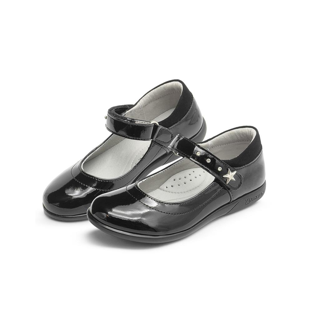 Foto 3 pulgar | Zapato Escolar Para Niña Karsten Charol Negro Soporte Arco Negro