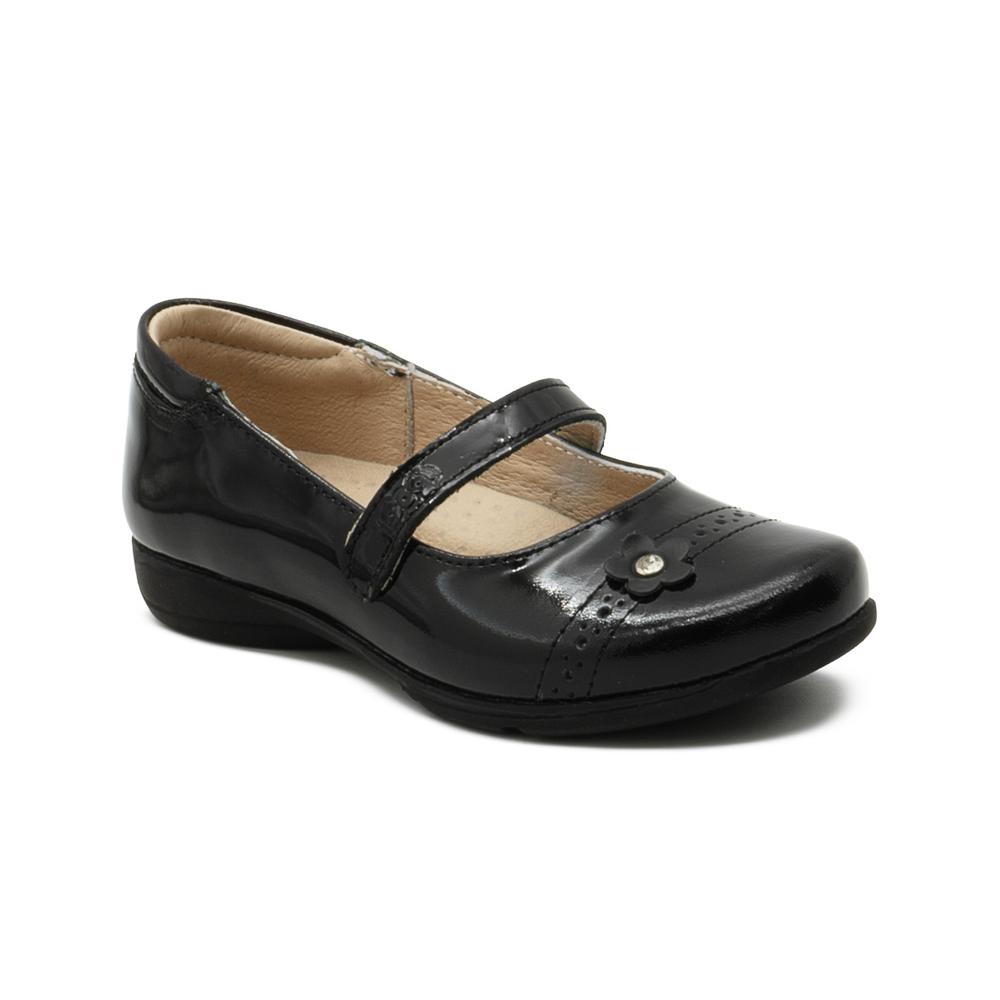 Foto 6 pulgar | Zapato Escolar Para Niña Dogi Piel Flor Color Charol Negro Negro