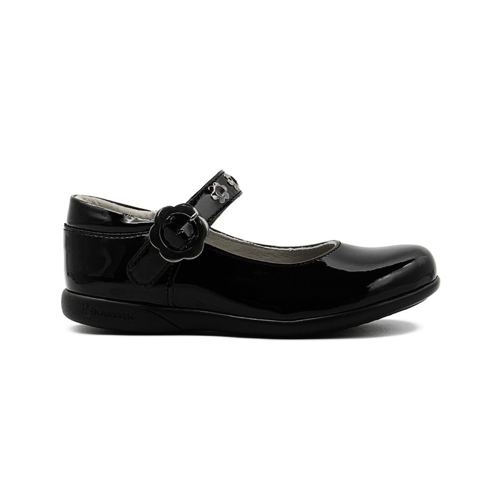 Foto 2 pulgar | Zapato Escolar Para Niña Charol Florecita Con Soporte Arco Negro