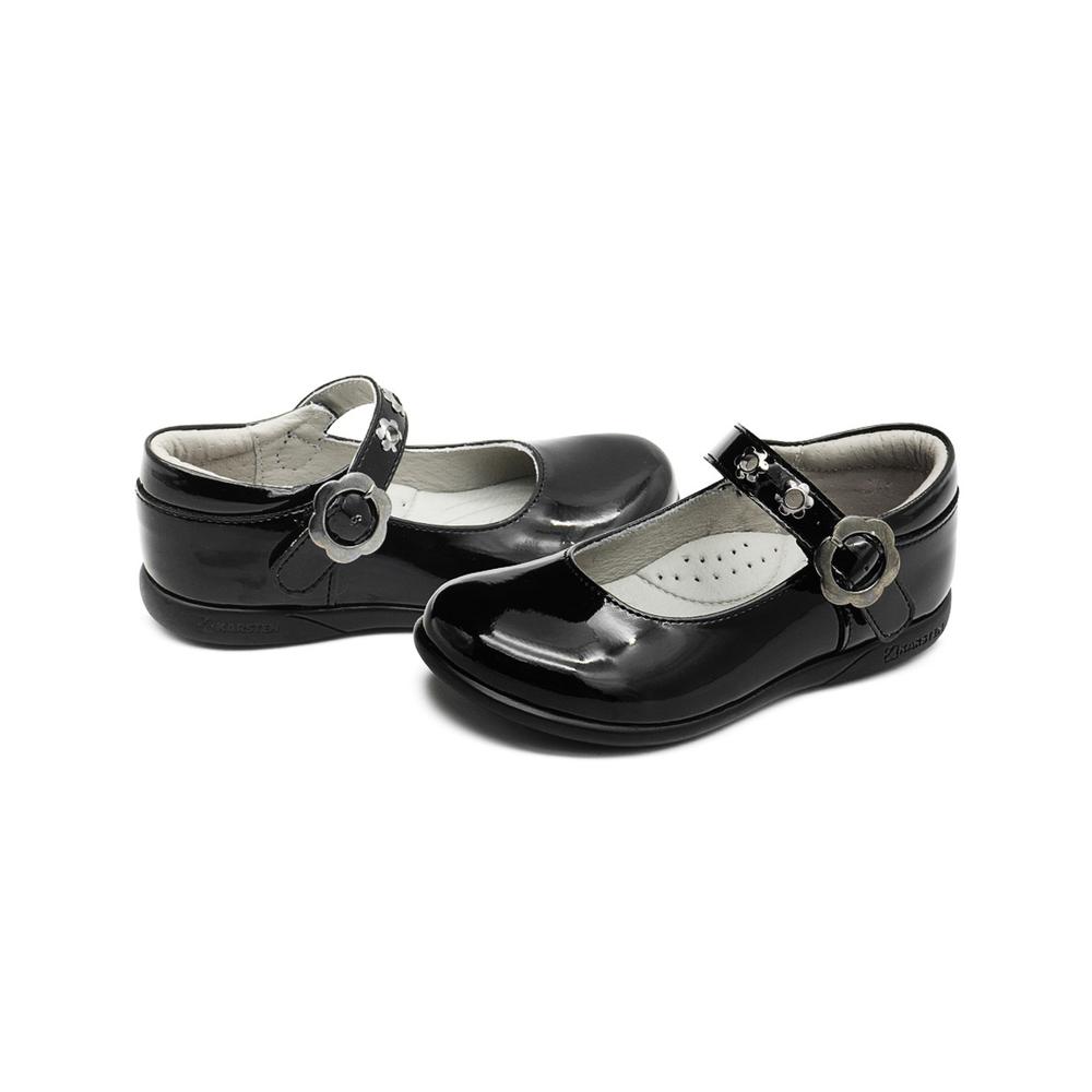 Foto 4 pulgar | Zapato Escolar Para Niña Charol Florecita Con Soporte Arco Negro
