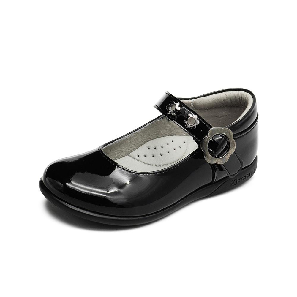 Foto 5 pulgar | Zapato Escolar Para Niña Charol Florecita Con Soporte Arco Negro