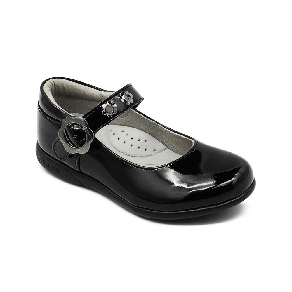 Foto 6 pulgar | Zapato Escolar Para Niña Charol Florecita Con Soporte Arco Negro