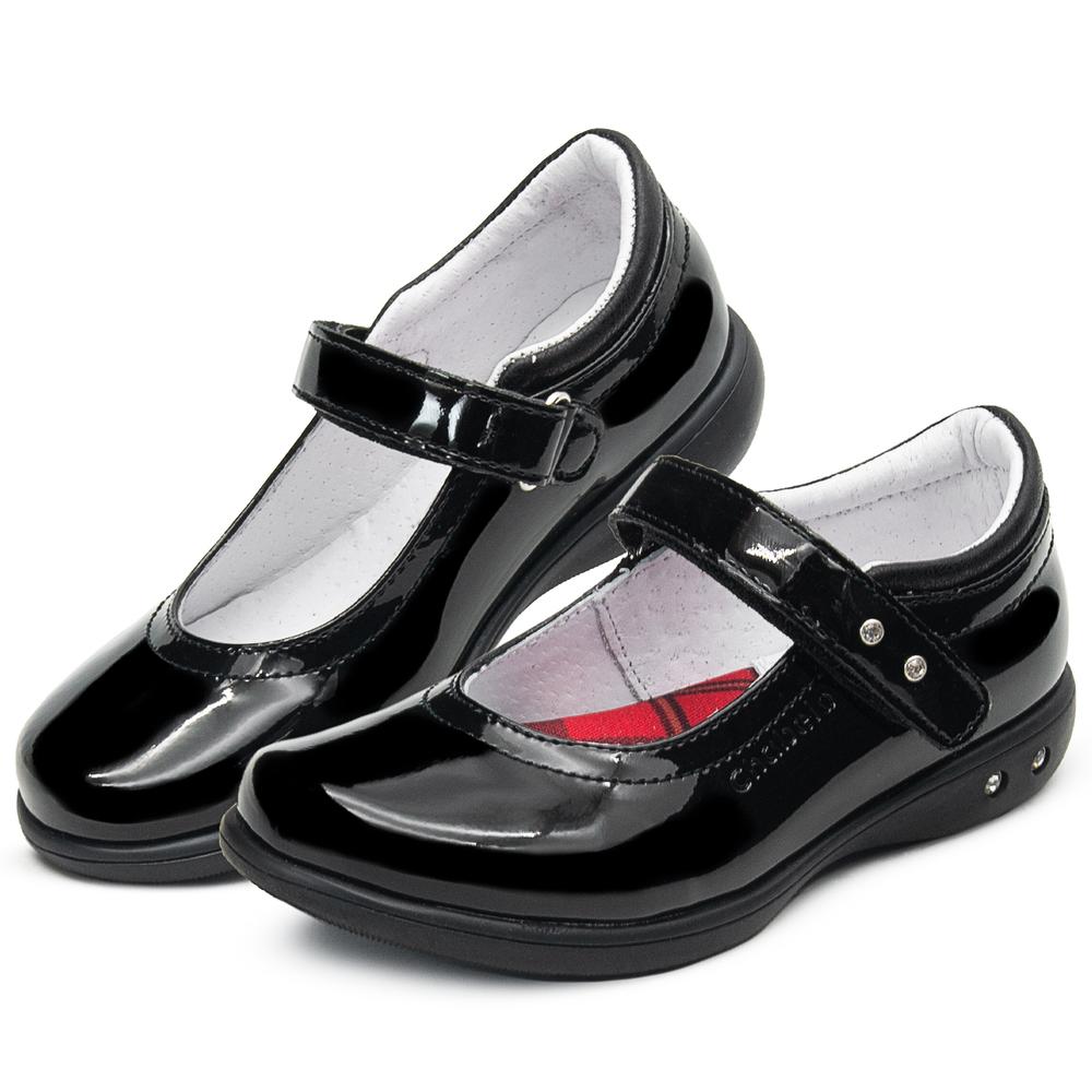 Foto 2 pulgar | Zapato Escolar Chabelo Niña Charol Con Velcro 17-26 Arco Negro