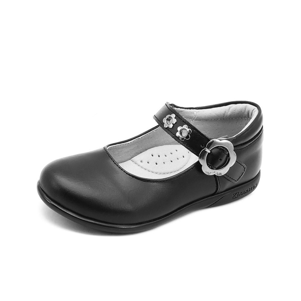 Foto 4 pulgar | Zapato Escolar Para Niña Soporte Arco Hebilla Flor Piel Negro