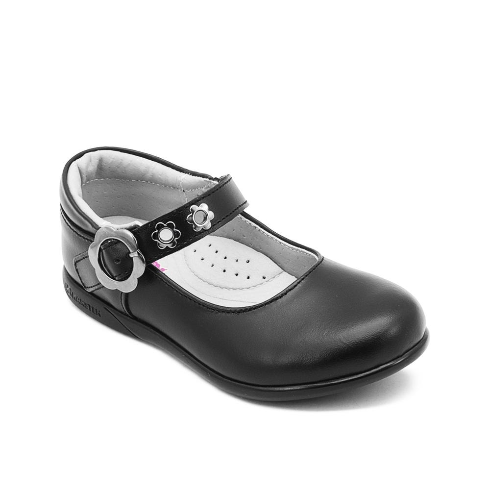 Foto 5 pulgar | Zapato Escolar Para Niña Soporte Arco Hebilla Flor Piel Negro
