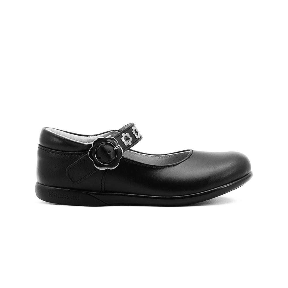 Foto 7 pulgar | Zapato Escolar Para Niña Soporte Arco Hebilla Flor Piel Negro