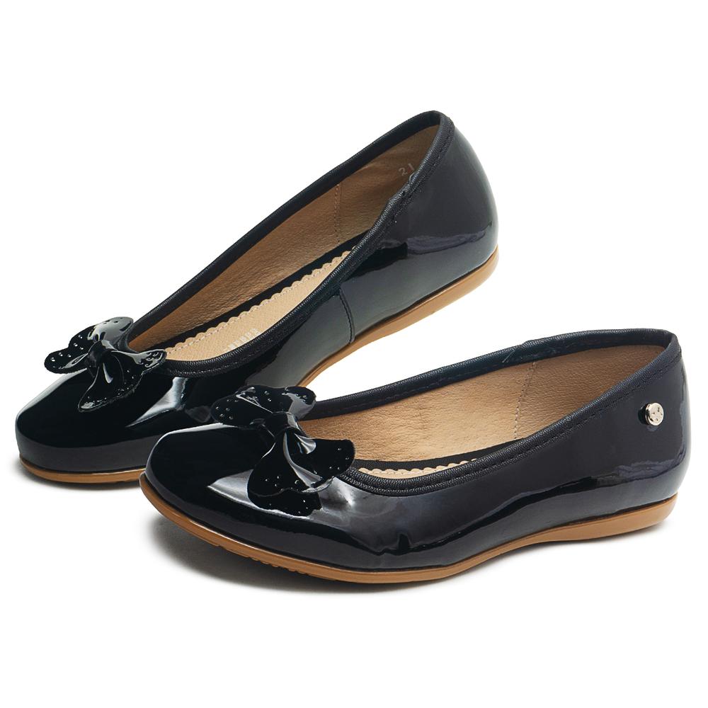 Zapato Balerina Karsten  Para Niña Charol Negro Negro
