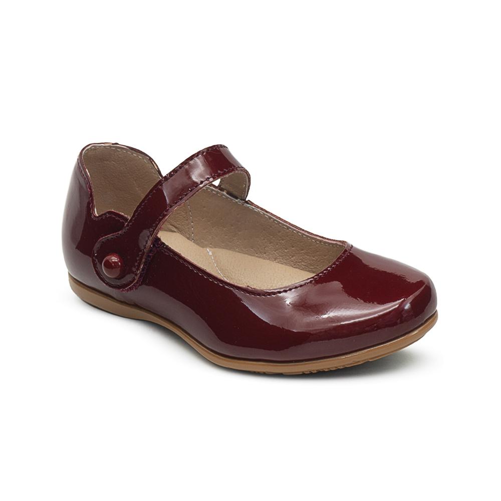 Foto 5 pulgar | Zapato Karsten  Charol Vino Formal Fiesta Velcro Niña Vino