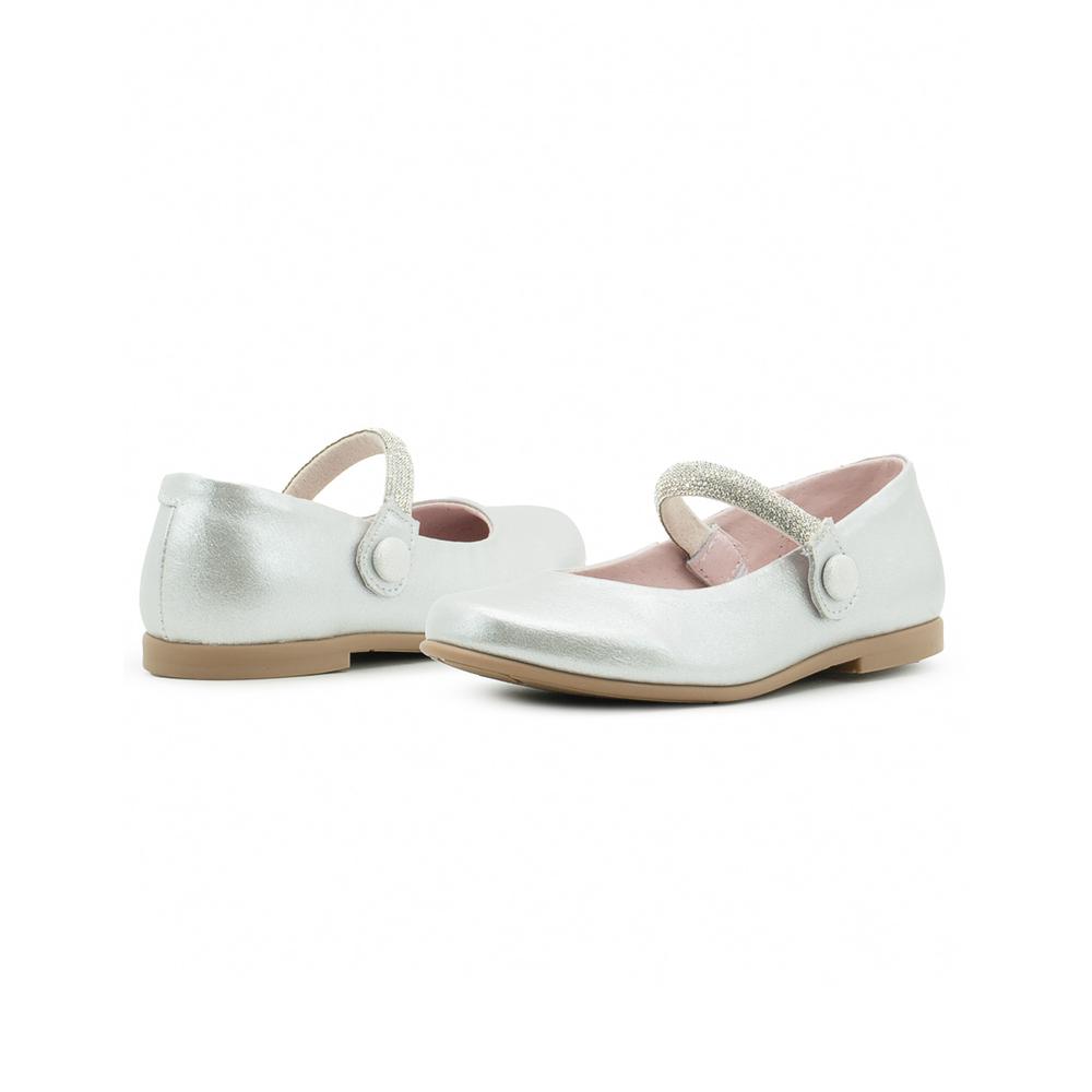 Foto 3 pulgar | Zapato Balerina Para Niña Moda Fiesta Correa Brillos Plata Plateado