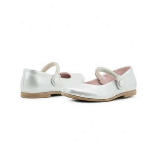 Foto 2 | Zapato Balerina Para Niña Moda Fiesta Correa Brillos Plata Plateado