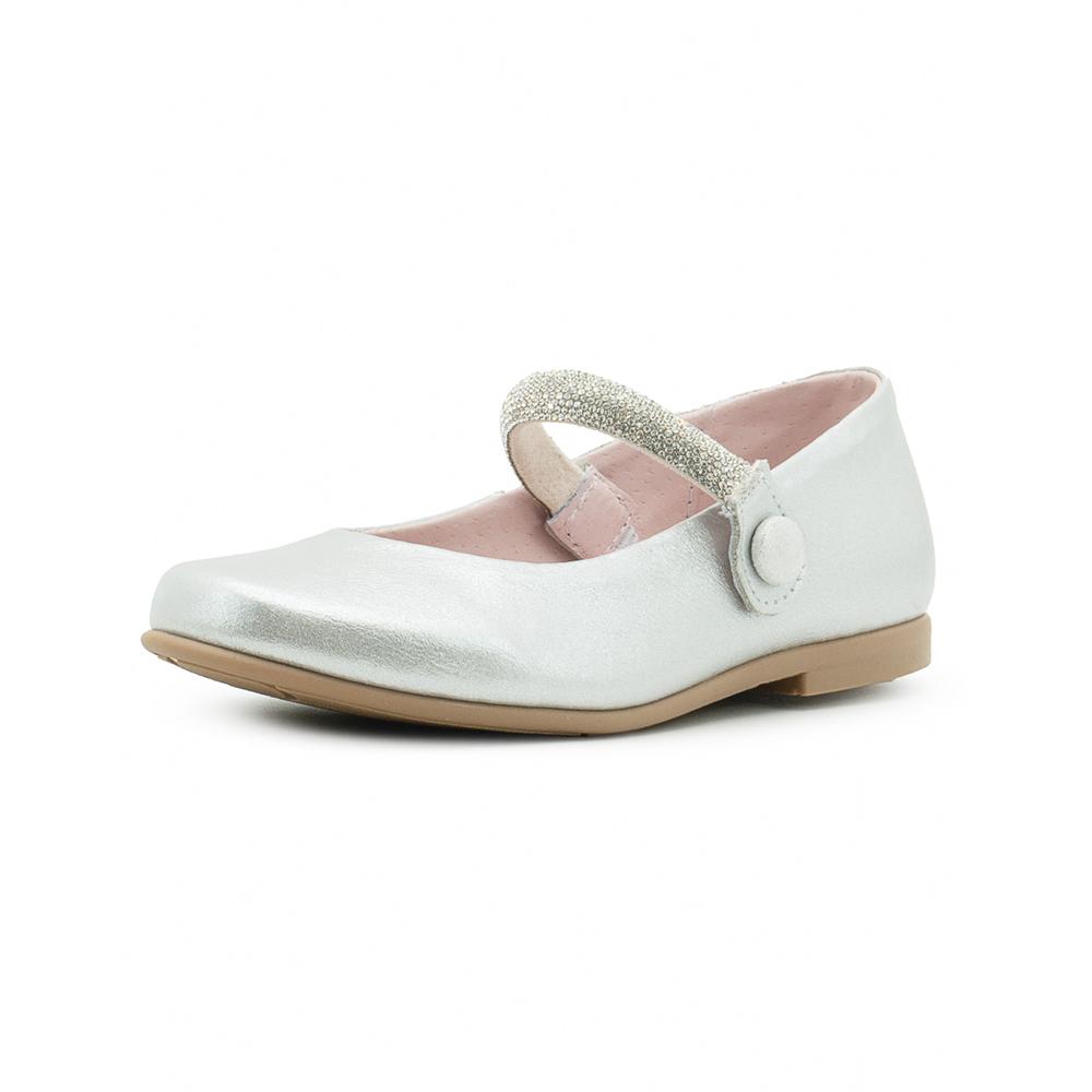 Foto 4 pulgar | Zapato Balerina Para Niña Moda Fiesta Correa Brillos Plata Plateado