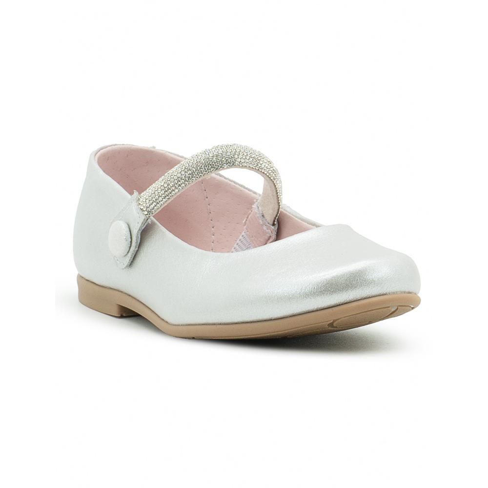 Foto 5 pulgar | Zapato Balerina Para Niña Moda Fiesta Correa Brillos Plata Plateado