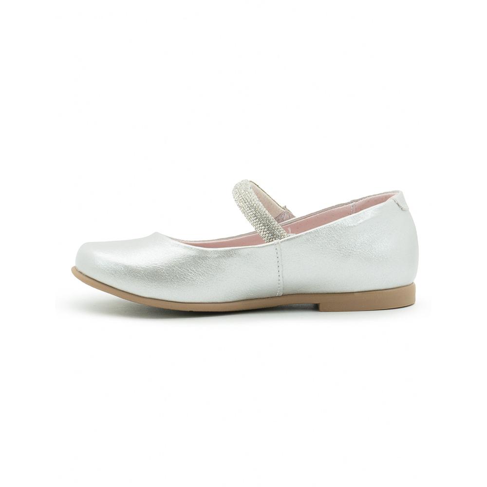 Foto 6 pulgar | Zapato Balerina Para Niña Moda Fiesta Correa Brillos Plata Plateado