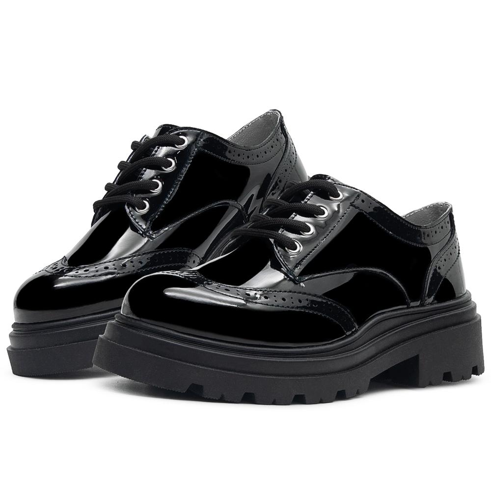 Foto 1 | Zapato Escolar Bostoniano Charol Con Tacon Para Niña Moda Negro