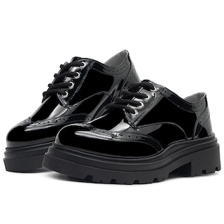 Foto 1 | Zapato Escolar Bostoniano Charol Con Tacon Para Niña Moda Negro