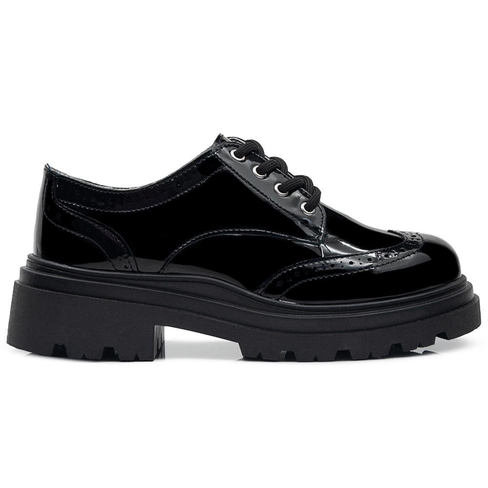 Foto 5 pulgar | Zapato Escolar Bostoniano Charol Con Tacon Para Niña Moda Negro