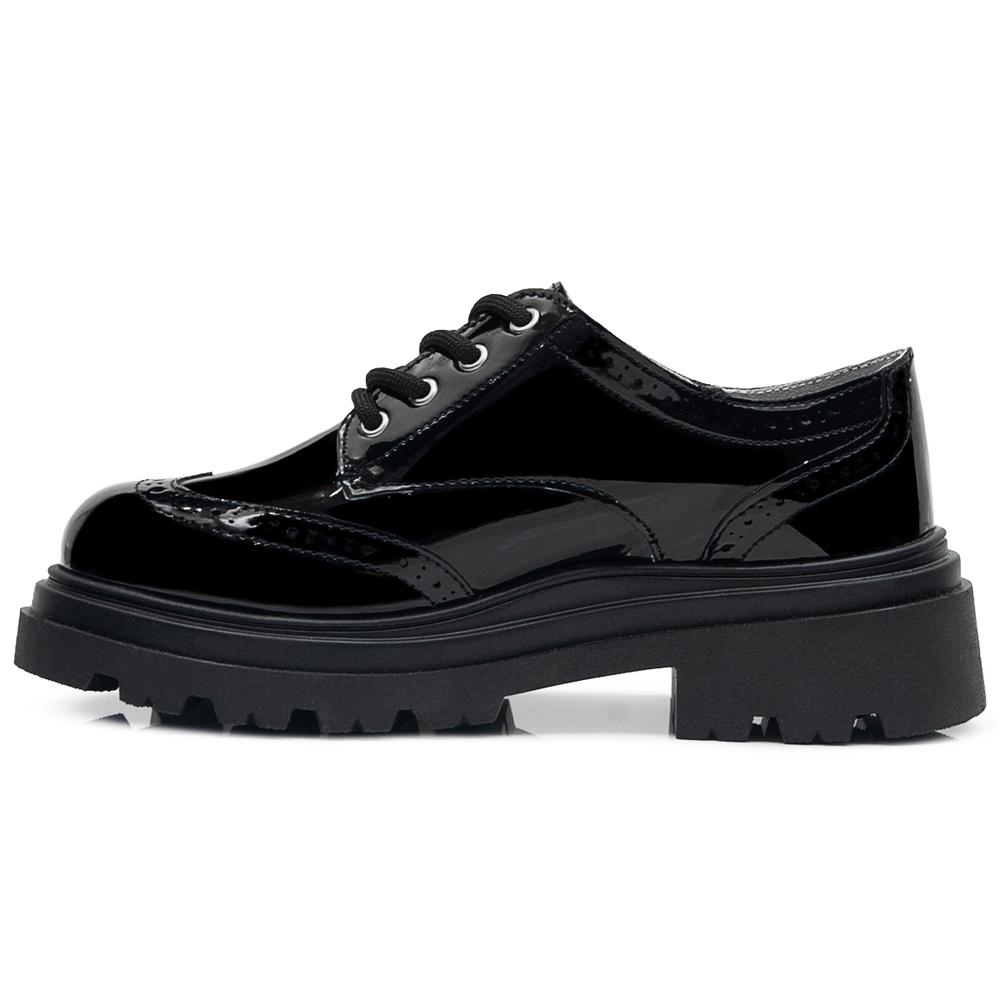Foto 6 pulgar | Zapato Escolar Bostoniano Charol Con Tacon Para Niña Moda Negro