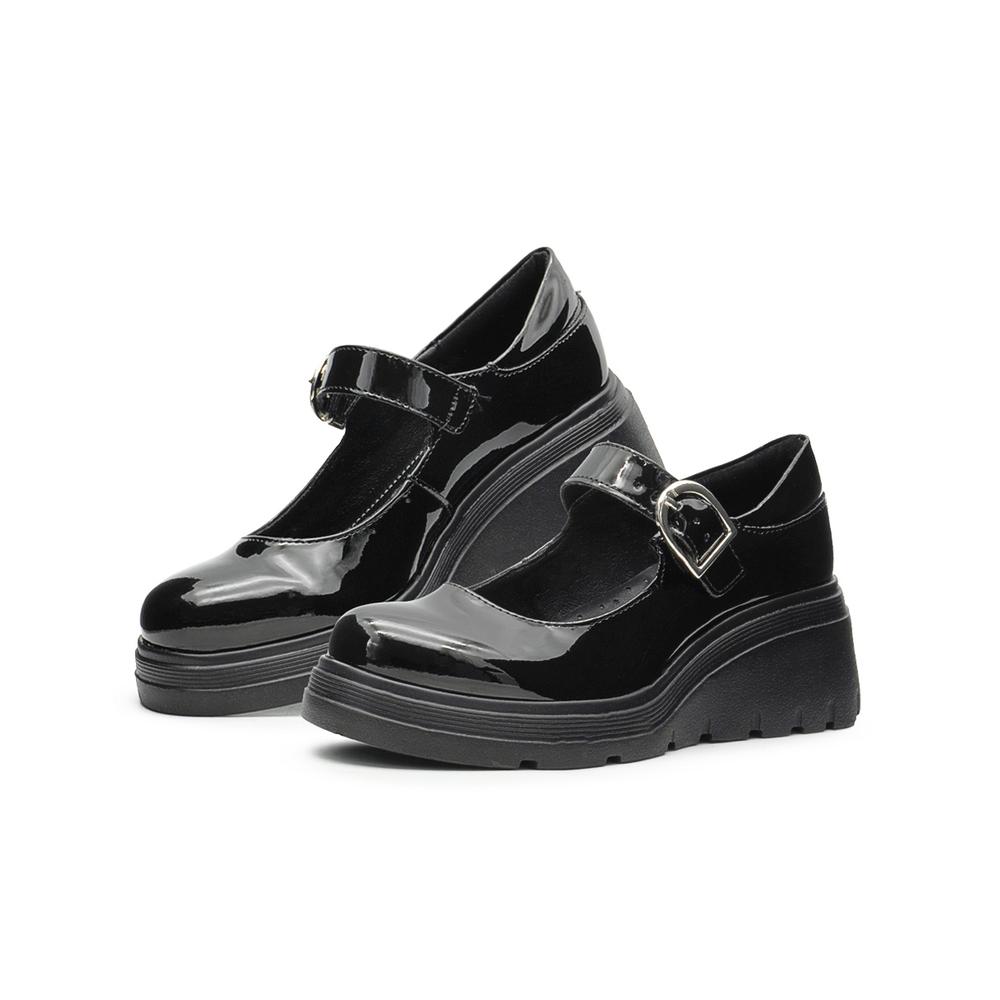 Foto 2 pulgar | Zapato Escolar Para Niña Green Love De Charol Con Plataforma Negro