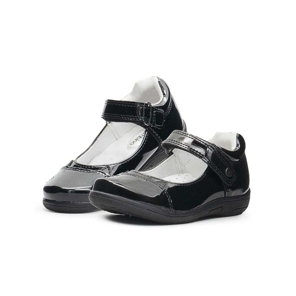 Zapato Escolar Para Niña Bambino Gatito Charol Negro Correa Negro