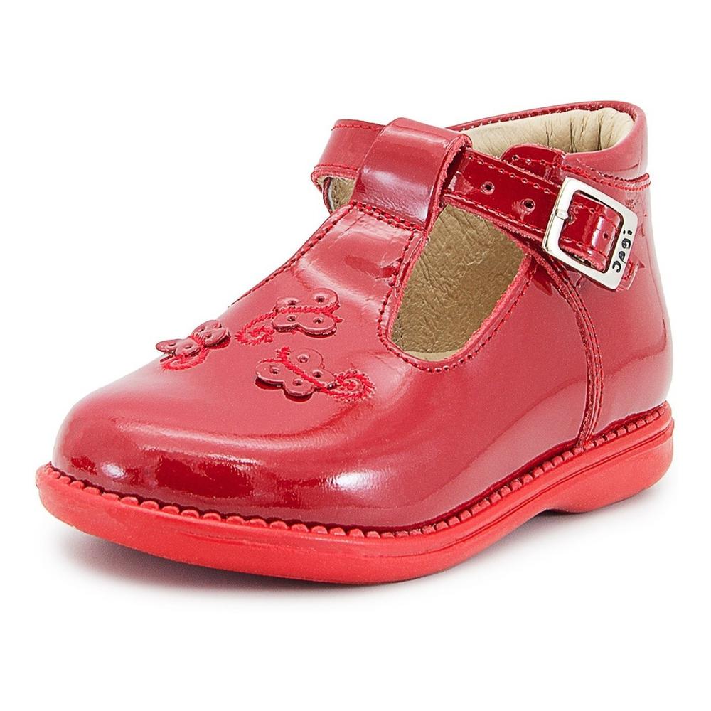 Foto 4 pulgar | Zapato Niña Botita Dogi Charol Blanco Plantilla Arco 12-17.5 Rojo
