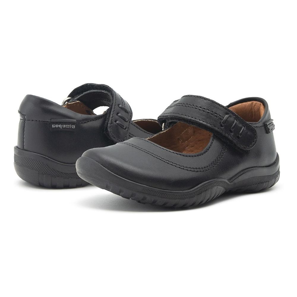 Foto 2 pulgar | Zapato Escolar Niña Colección 2021 Coqueta Piel Negro Suaves Negro