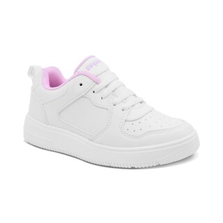 Foto 1 | Tenis Escolar Coqueta Para Niña Sintético Blanco Con Detalles En Rosa