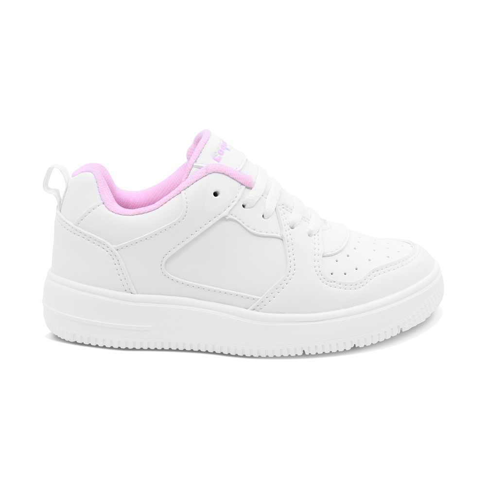 Foto 4 pulgar | Tenis Escolar Coqueta Para Niña Sintético Blanco Con Detalles En Rosa