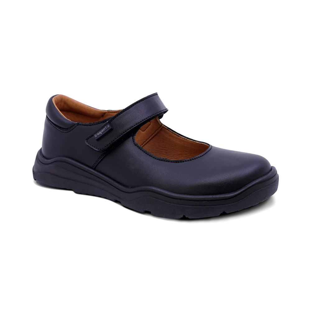 Zapato Escolar Coqueta Para Niña De Piel En Negro Pilatus Con Ajuste Cómodo