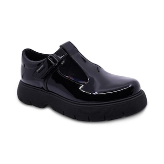 Foto 1 | Zapato Escolar Coqueta Para Niña Charol Negro Igor Con Tira De Contacto