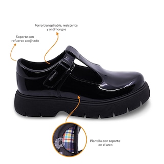 Foto 2 | Zapato Escolar Coqueta Para Niña Charol Negro Igor Con Tira De Contacto