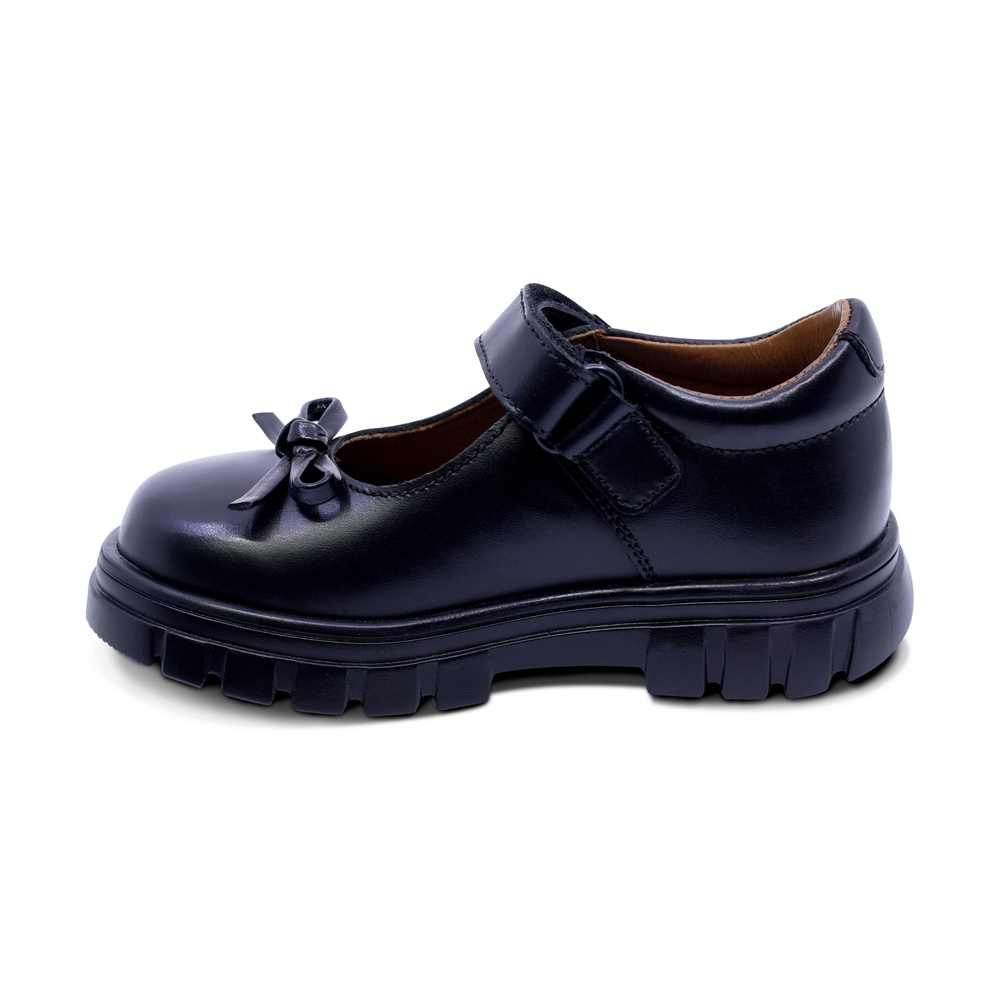 Foto 6 | Zapato Escolar Coqueta Para Niña De Piel En Negro Thunder Con Moño