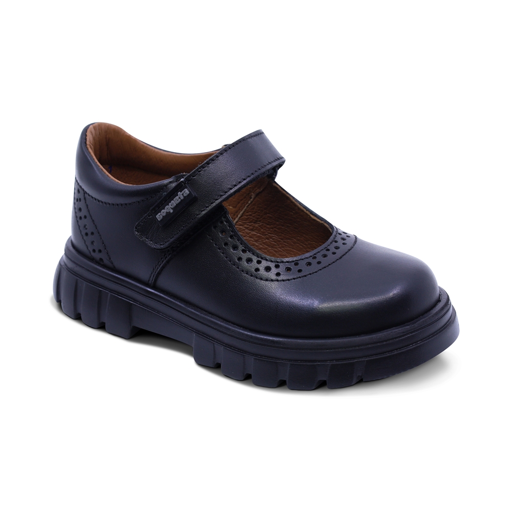 Foto 2 pulgar | Zapato Escolar Coqueta Para Niña De Piel En Negro Thunder Con Detalle Perforado