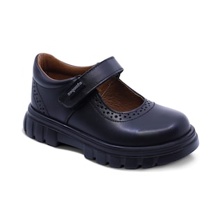 Foto 1 | Zapato Escolar Coqueta Para Niña De Piel En Negro Thunder Con Detalle Perforado