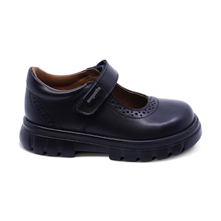 Foto 3 | Zapato Escolar Coqueta Para Niña De Piel En Negro Thunder Con Detalle Perforado