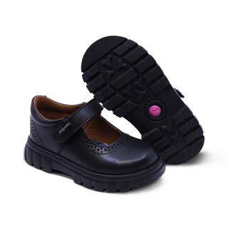 Foto 7 | Zapato Escolar Coqueta Para Niña De Piel En Negro Thunder Con Detalle Perforado