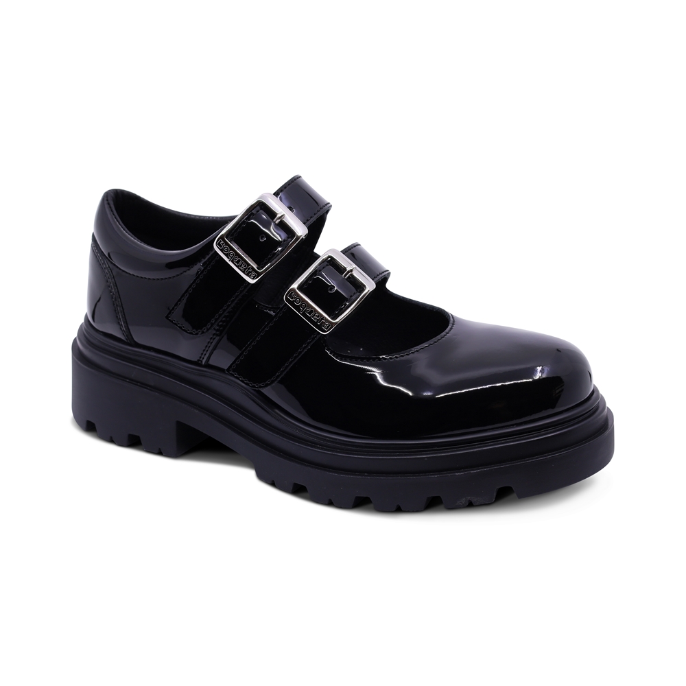 Foto 1 | Zapato Escolar Coqueta Para Niña De Charol Negro Jazz Con Doble Hebilla